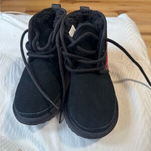 UGG Black Kids Boots with Red Accent